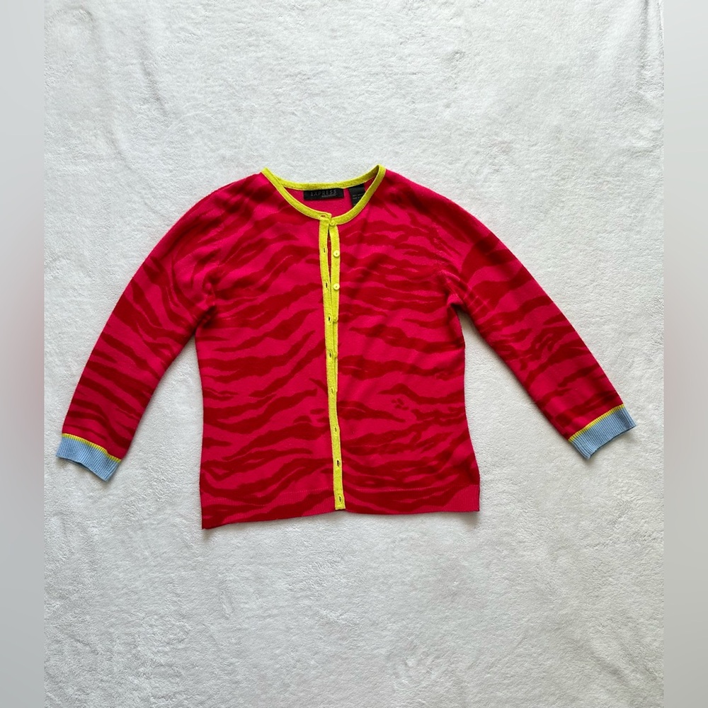 Express Red Animal Print Cardigan